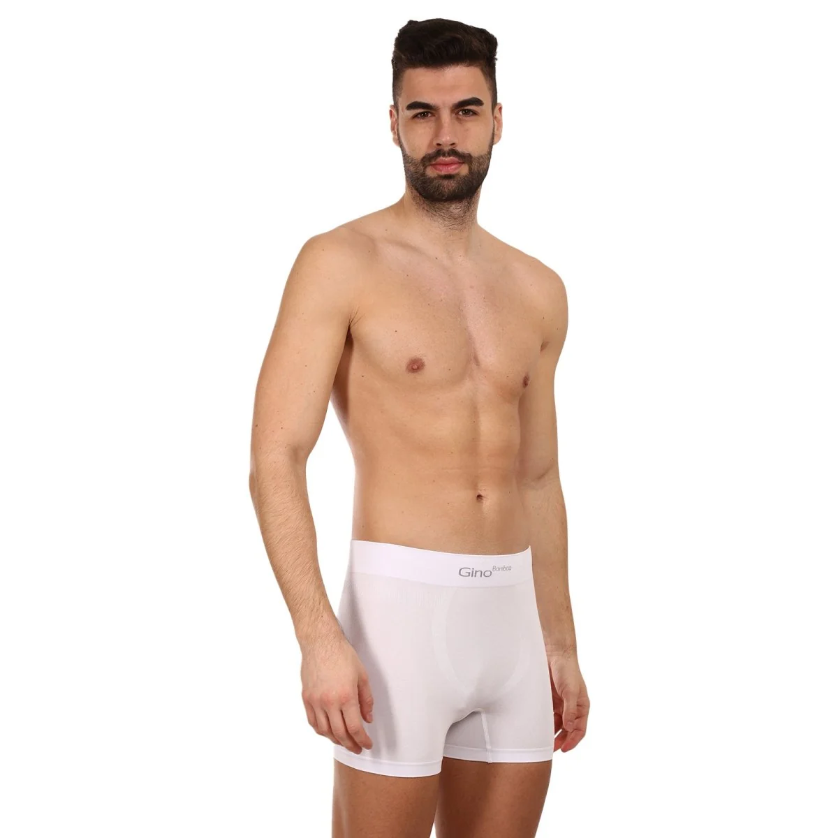 Gino Pánské boxerky bezešvé bambusové bílé (54004) M