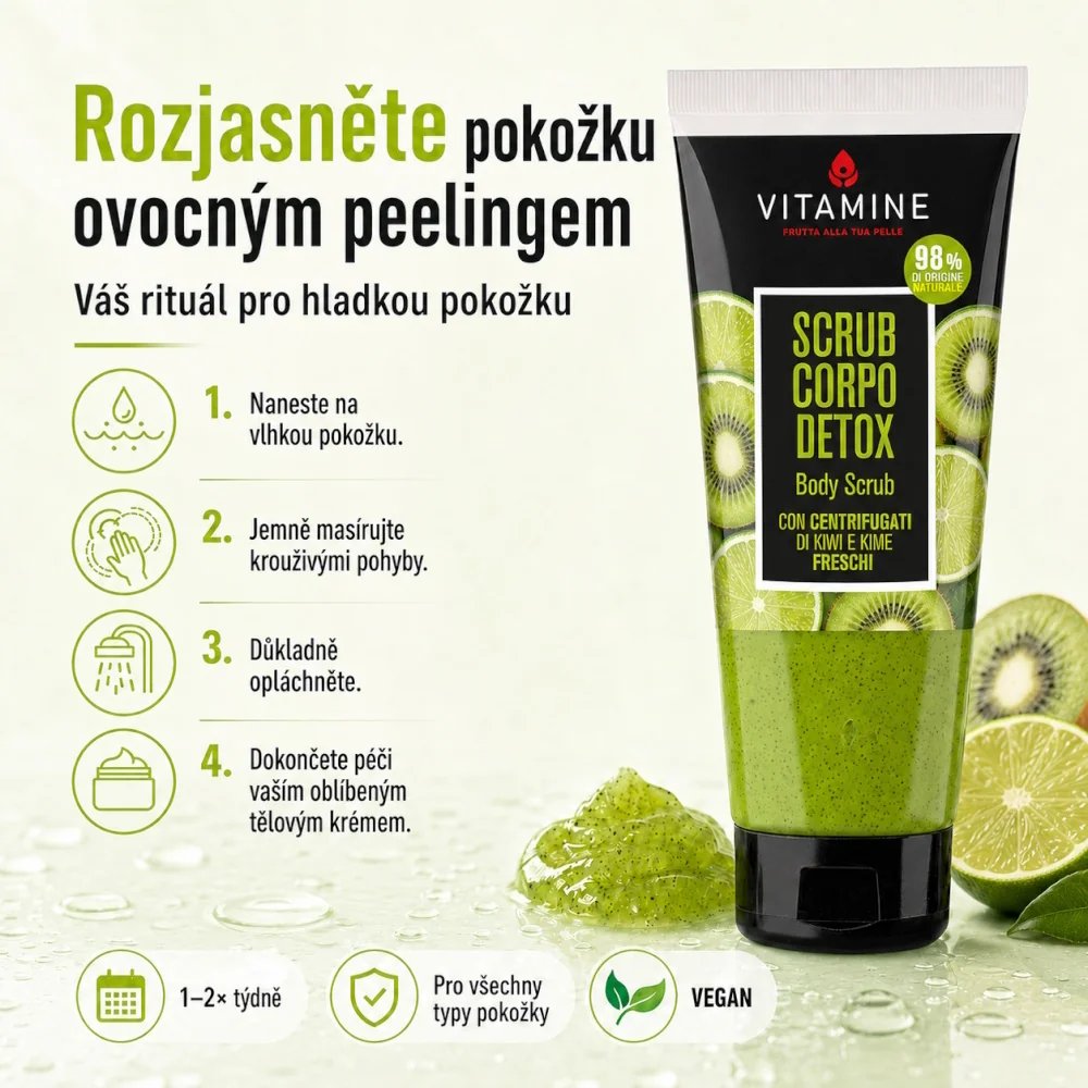 Vitamine Detox Kiwi a limetka tělový peeling 200 ml