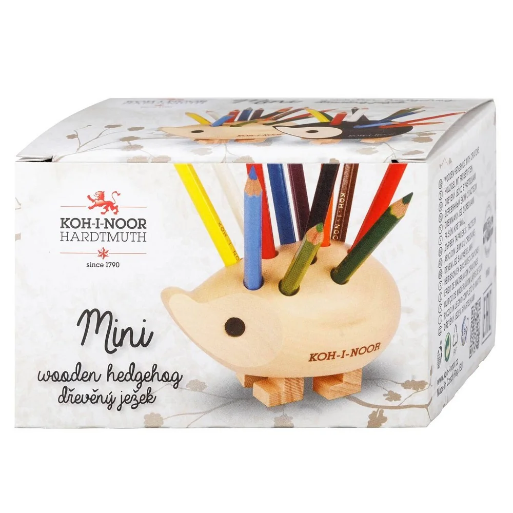 KOH-I-NOOR 9960S - dřevěný ježek s pastelkami hnědý, mini - 12 ks