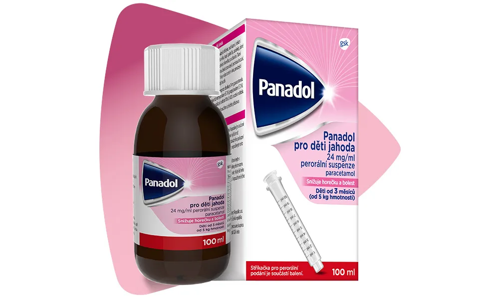 Panadol pro děti Jahoda 24 mg/ml perorální suspenze 100 ml