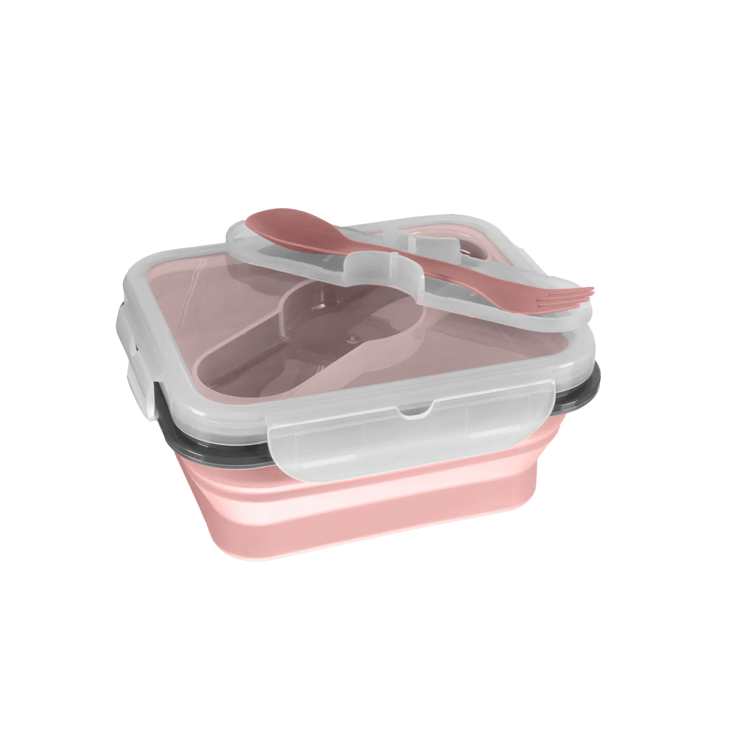 Zopa Silikonový svačinový box s příborem malý, Old Pink 1