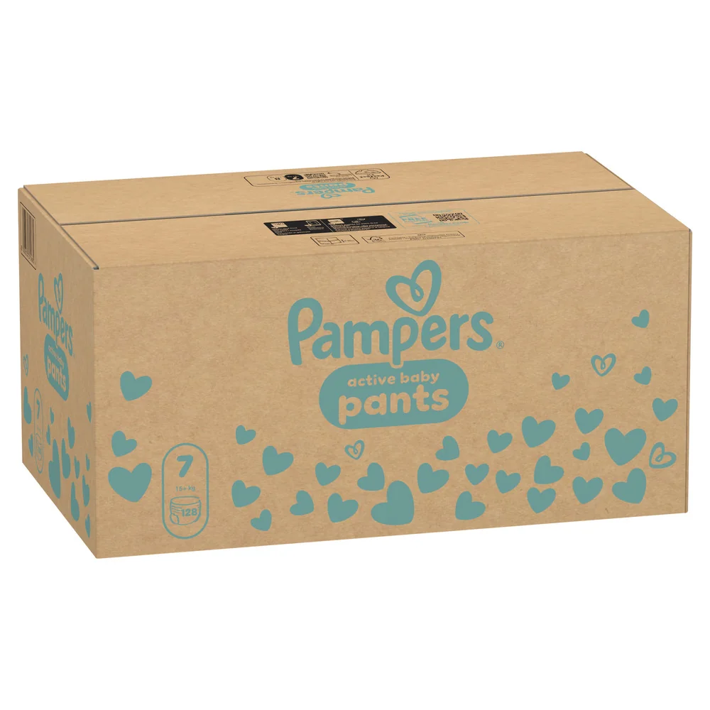 Pampers Active Baby vel. 7 15+ kg plenkové kalhotky 128 ks