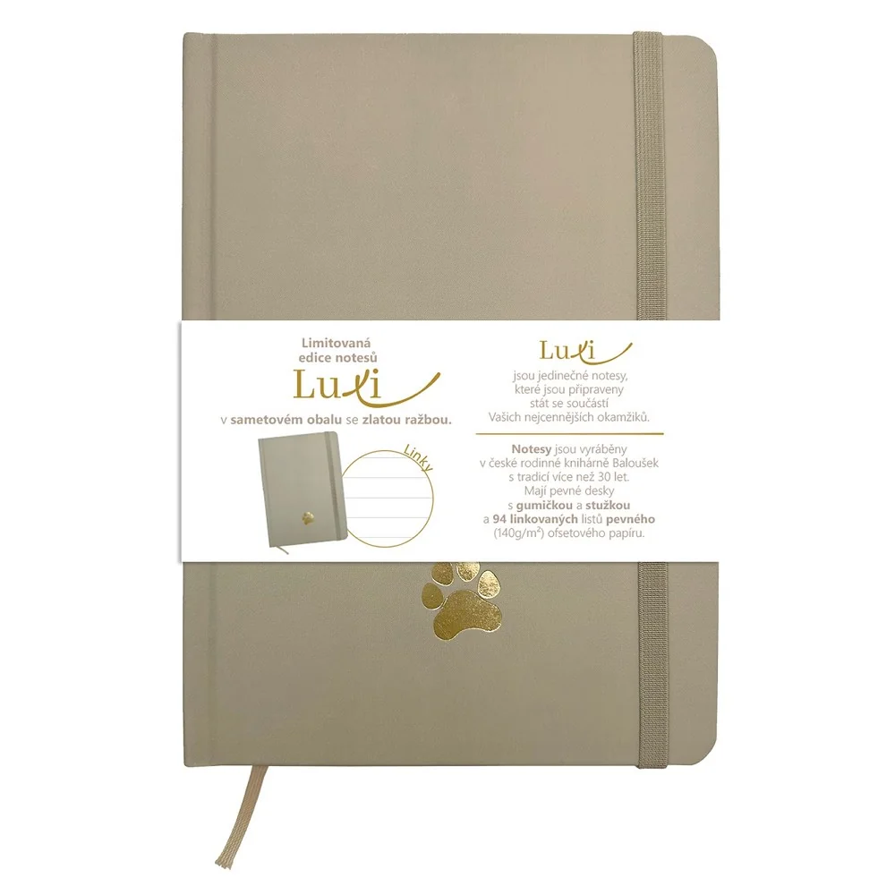 Baloušek Luxi - notes lamino A5, linkovaný, moka