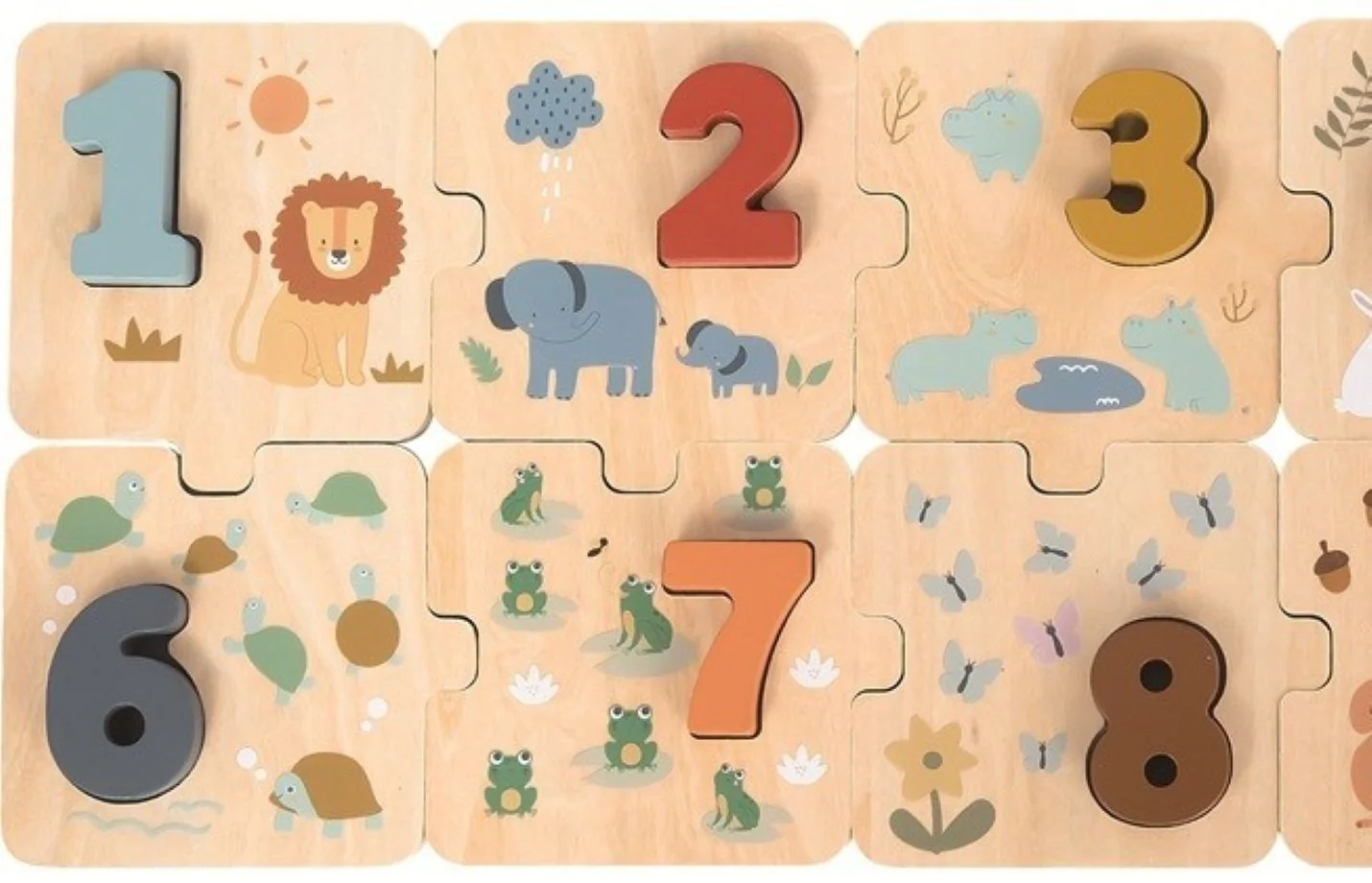 2Kids Toys Dřevěné Puzzle Počítání se zvířátky, 20 dílů