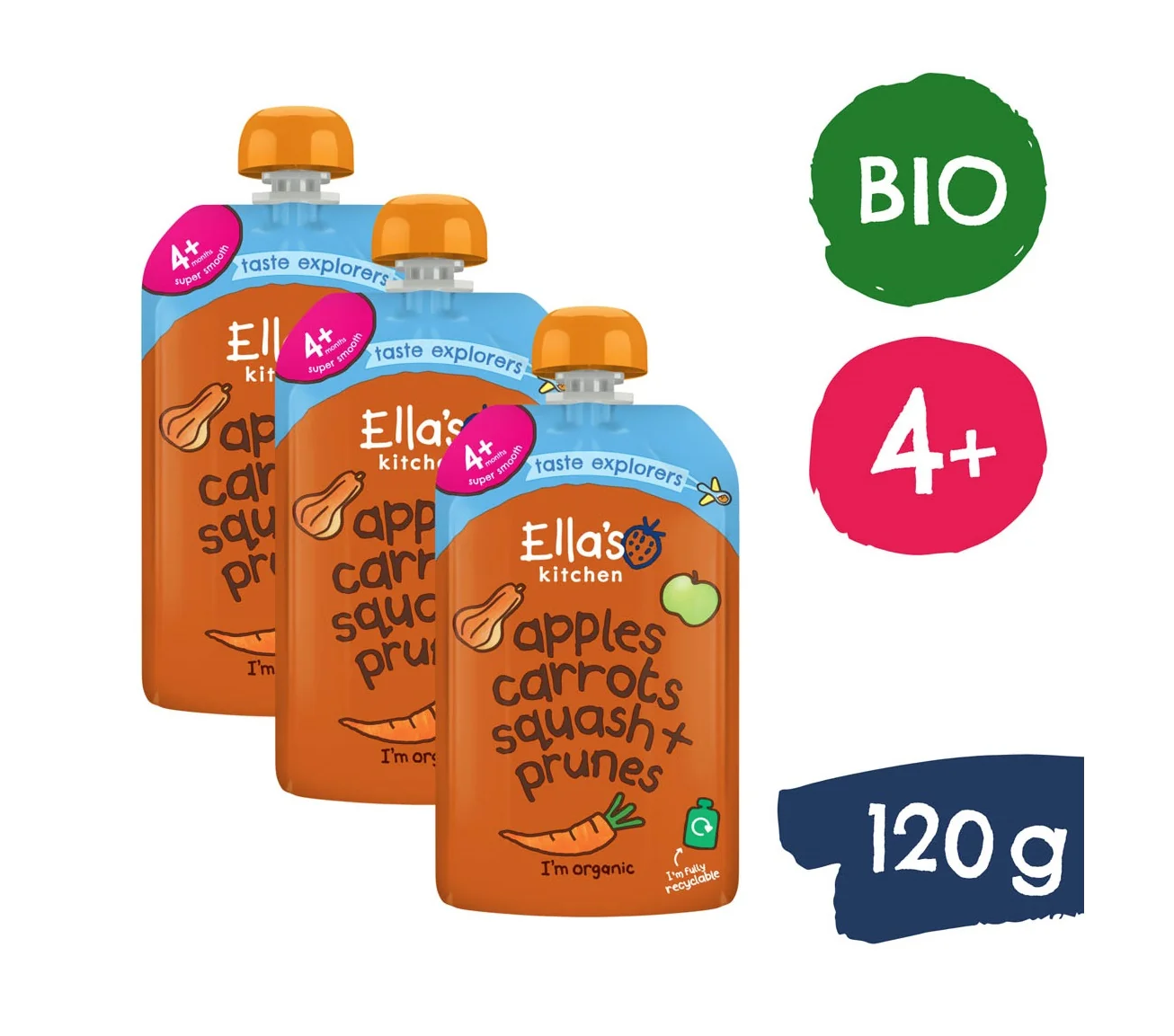 Ellas Kitchen BIO Dýně, mrkev, jablko a švestka kapsička 120 g