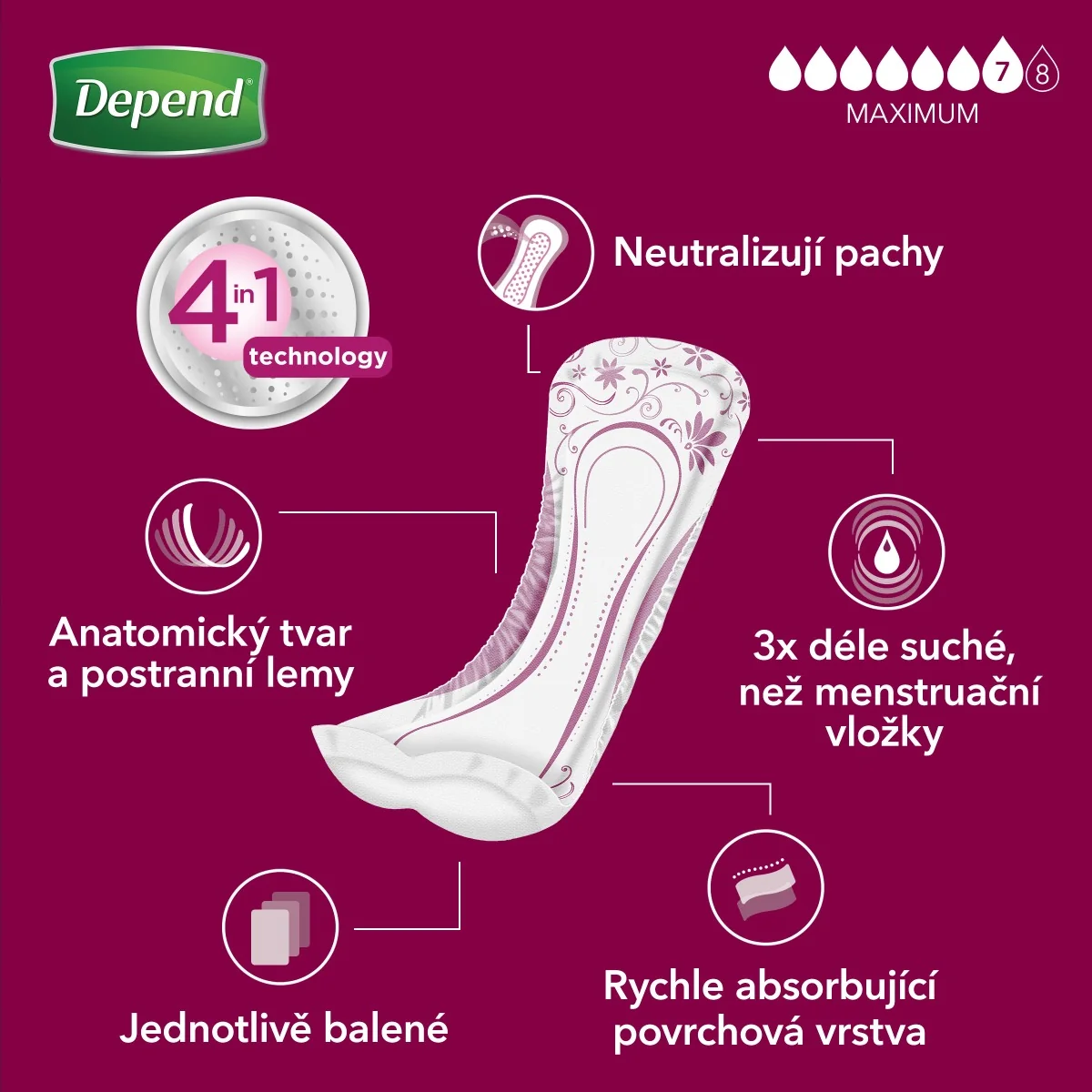 Depend Maximum inkontinenční vložky 6 ks
