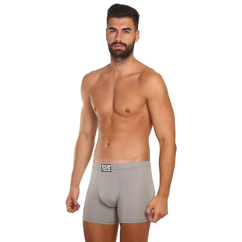 Styx Pánské boxerky long klasická guma světle šedé (F1062) L