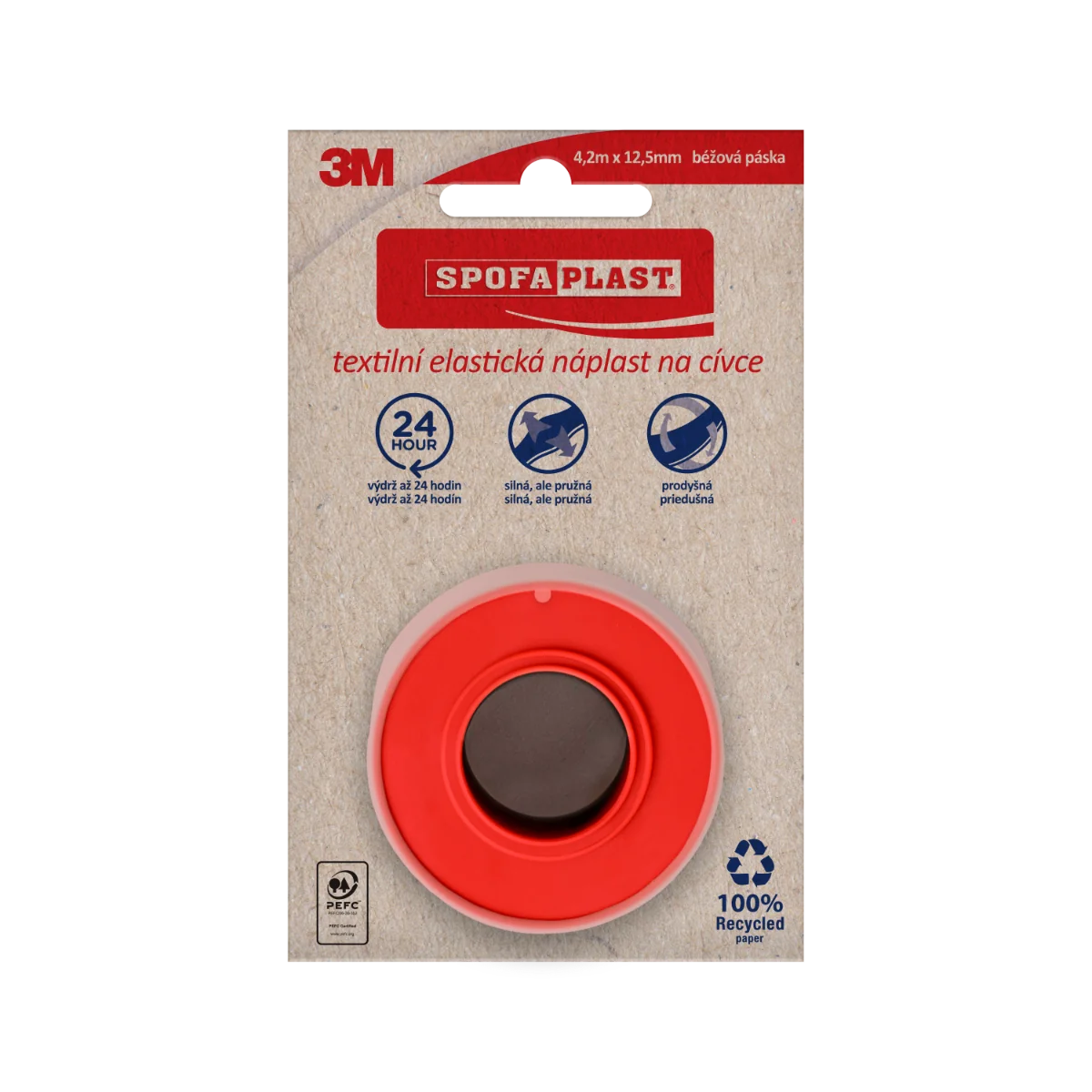 3M Spofaplast 131N náplast textilní elastická 4,2 m x 12,5 mm cívka béžová