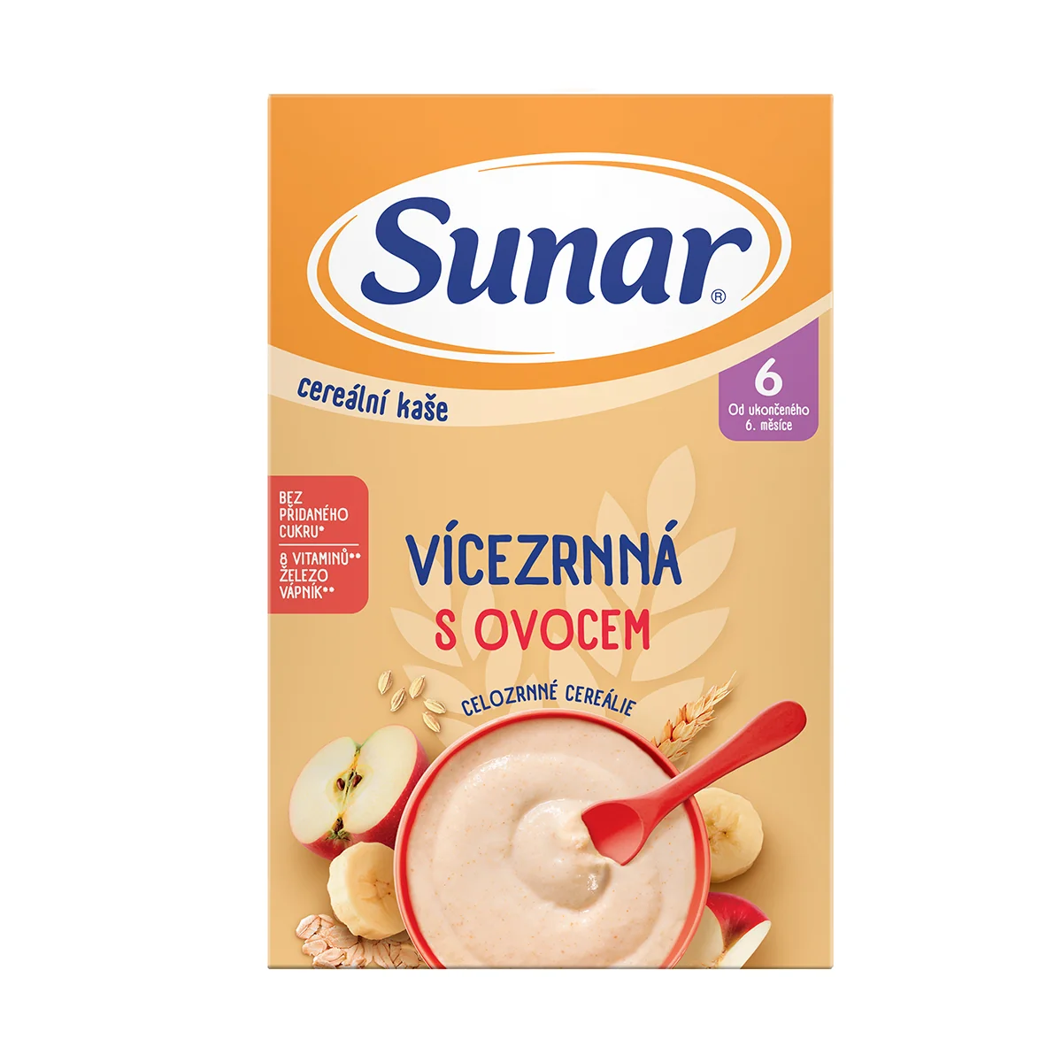 Sunar Cereální kaše vícezrnná s ovocem 210 g