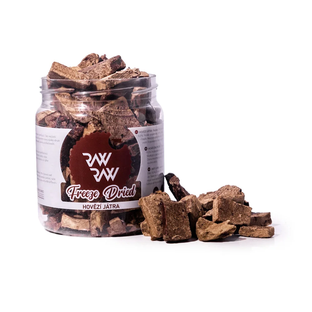 Raw Raw Mrazem sušená hovězí játra pamlsky pro psy 90 g