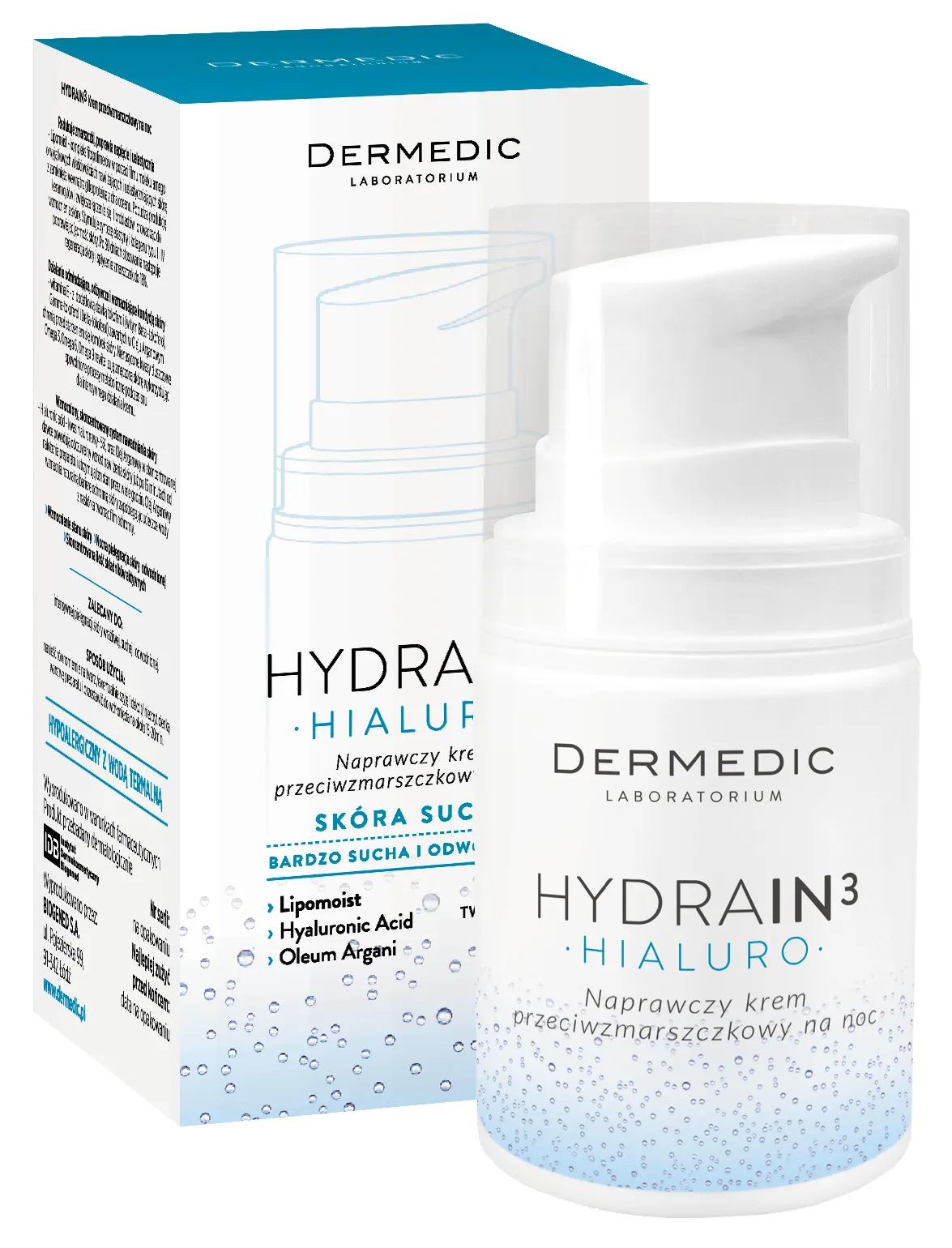 Dermedic Hydrain3 Hialuro Noční hydratační krém proti vráskám, 55g