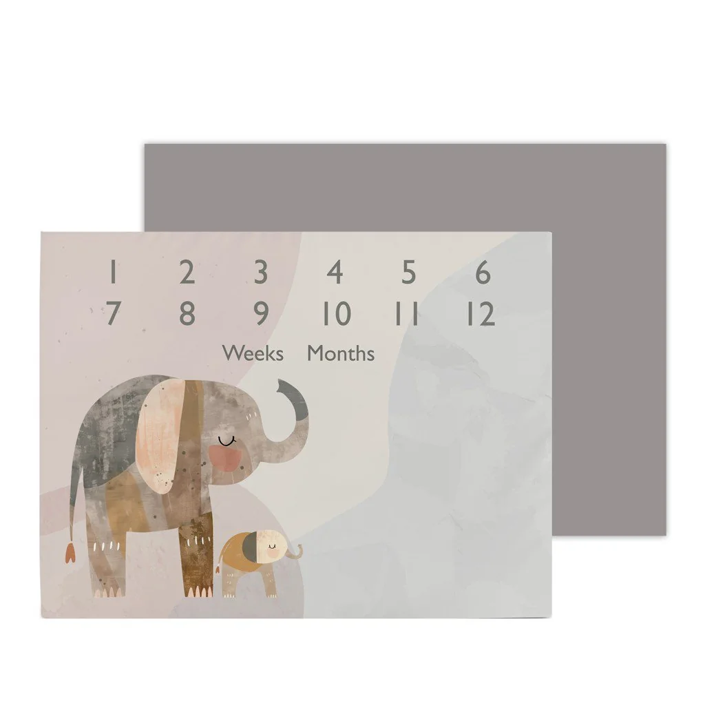 Ceba Podložka milníková na focení (92x72) Basic Elephant Family