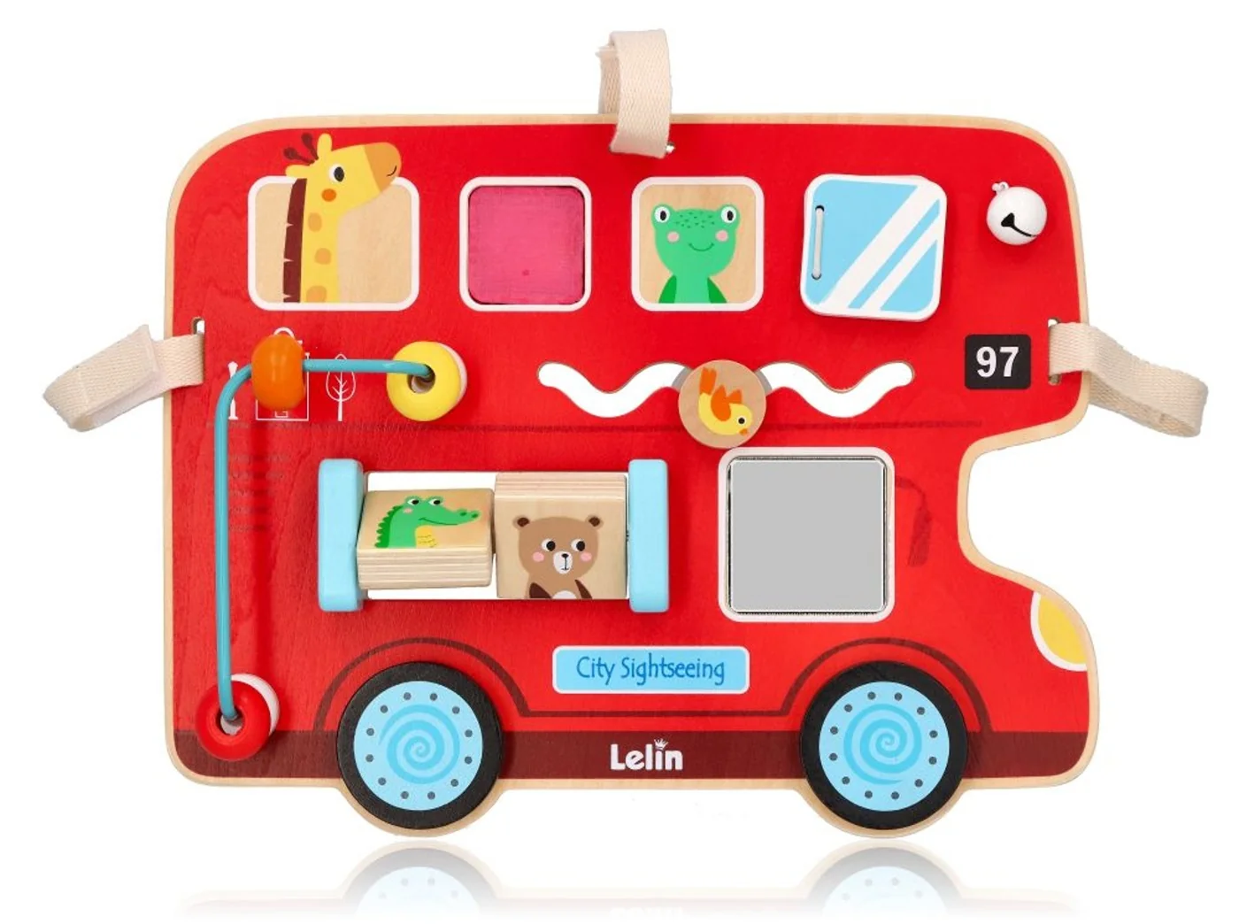 Lelin Edukační motorická dřevěná tabule - autobus