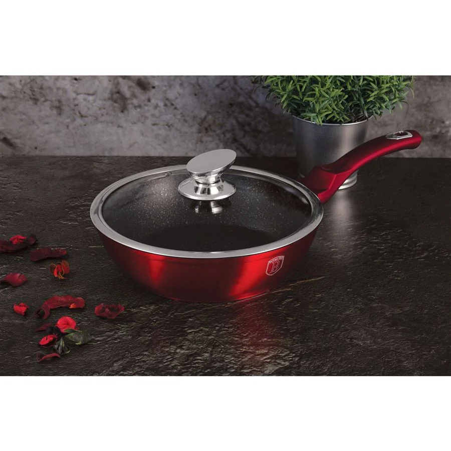 Berlingerhaus Pánev hluboká s mramorovým povrchem a poklicí 24 cm Burgundy Metallic Line