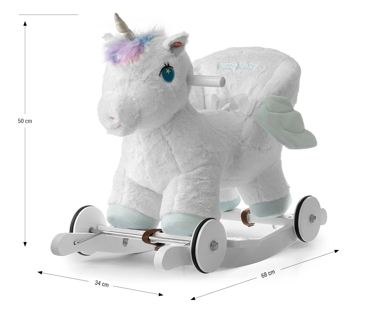 Milly Mally Houpací koník Polly 2v1 se zvuky a kolečky pro nejmenší - bílý
