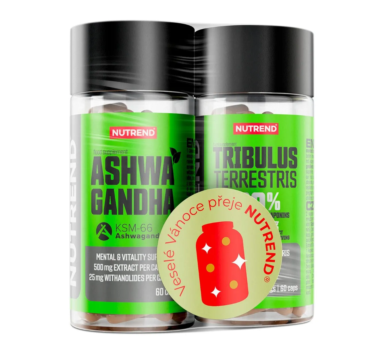 Nutrend Ashwagandha + Tribulus Terrestris dárková sada 2x60 kapslí