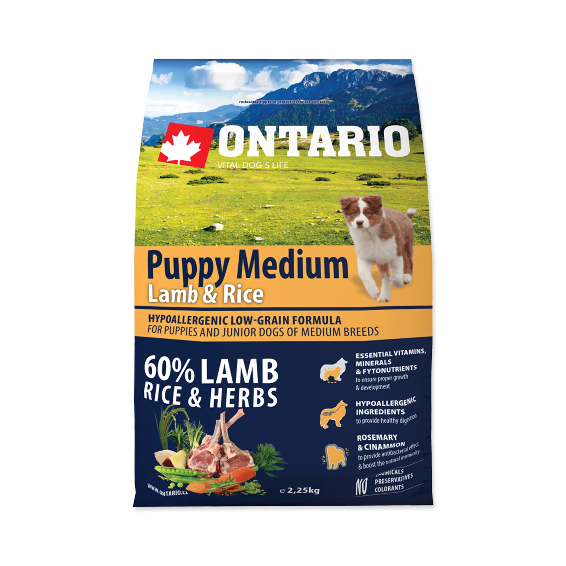 Ontario Puppy Medium Lamb&Rice granule 2,25 kg
