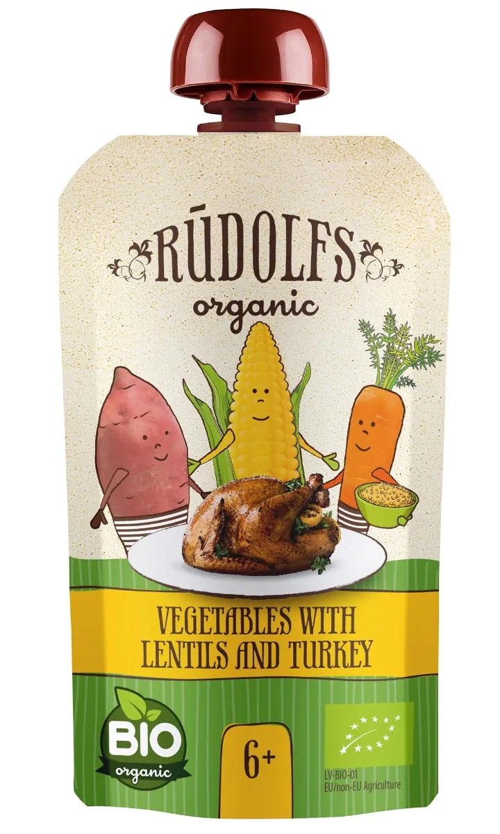 Rudolfs Zelenina, čočka a krůtí maso BIO kapsička 110 g