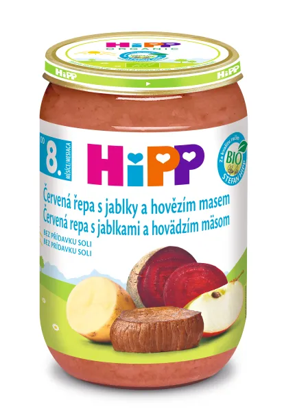 Hipp BIO Červená řepa s jablky a hovězím masem 220 g