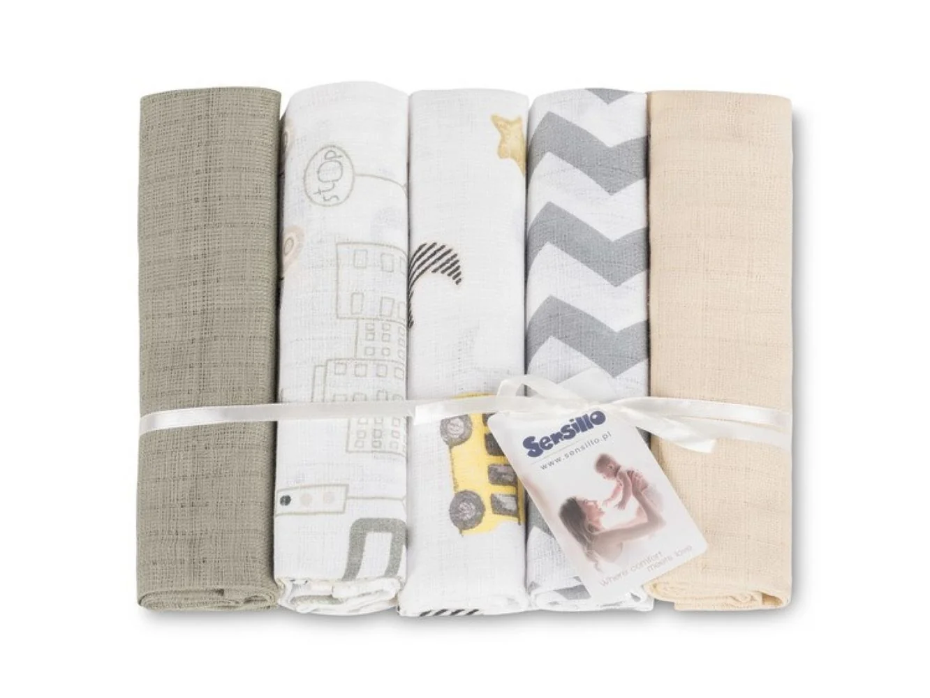 SENSILLO Tetra pleny Basic 70×80 cm Cars beige - sada 5 ks, 100% bavlna