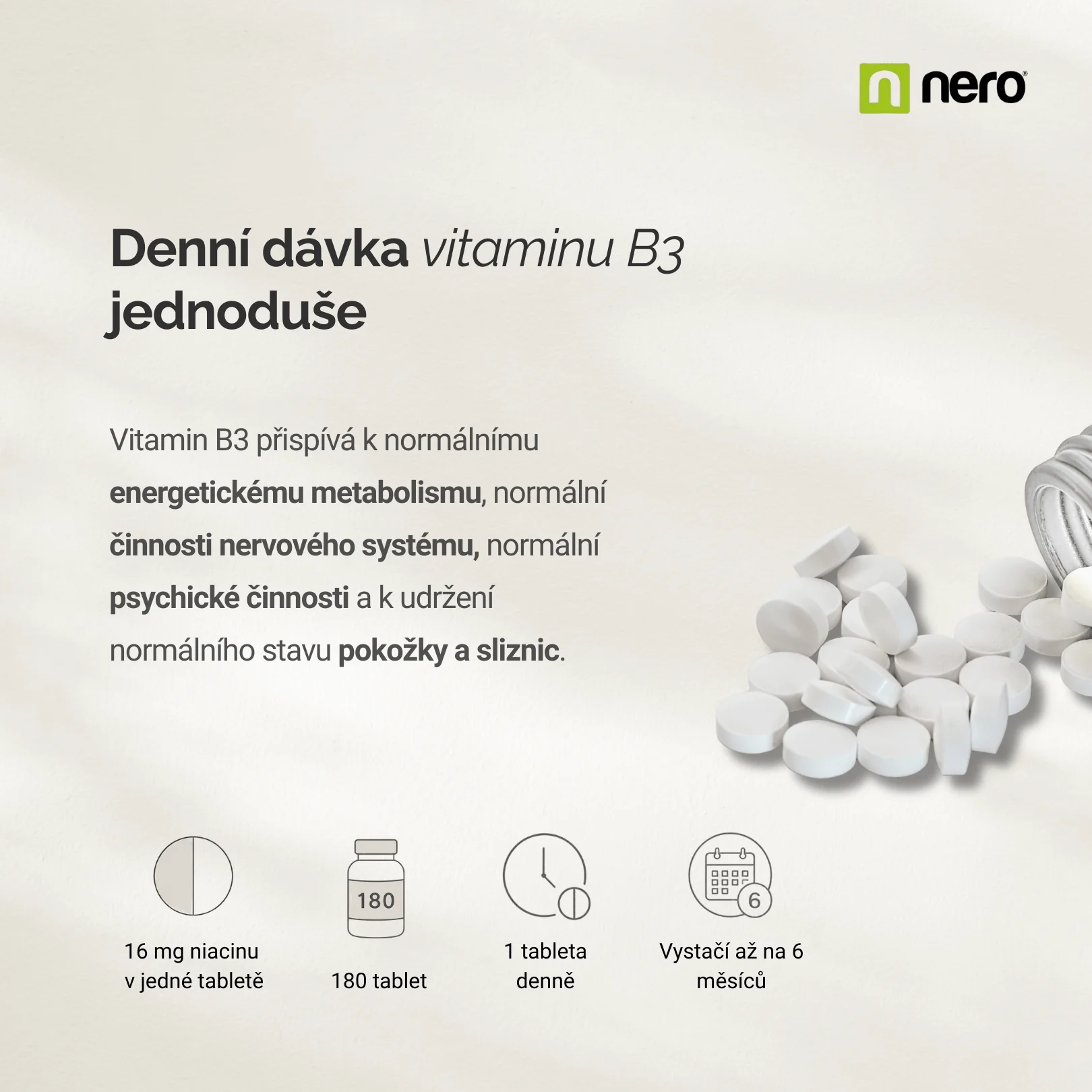 NERO Vitamin B3 Niacin Premium 180 tablet
