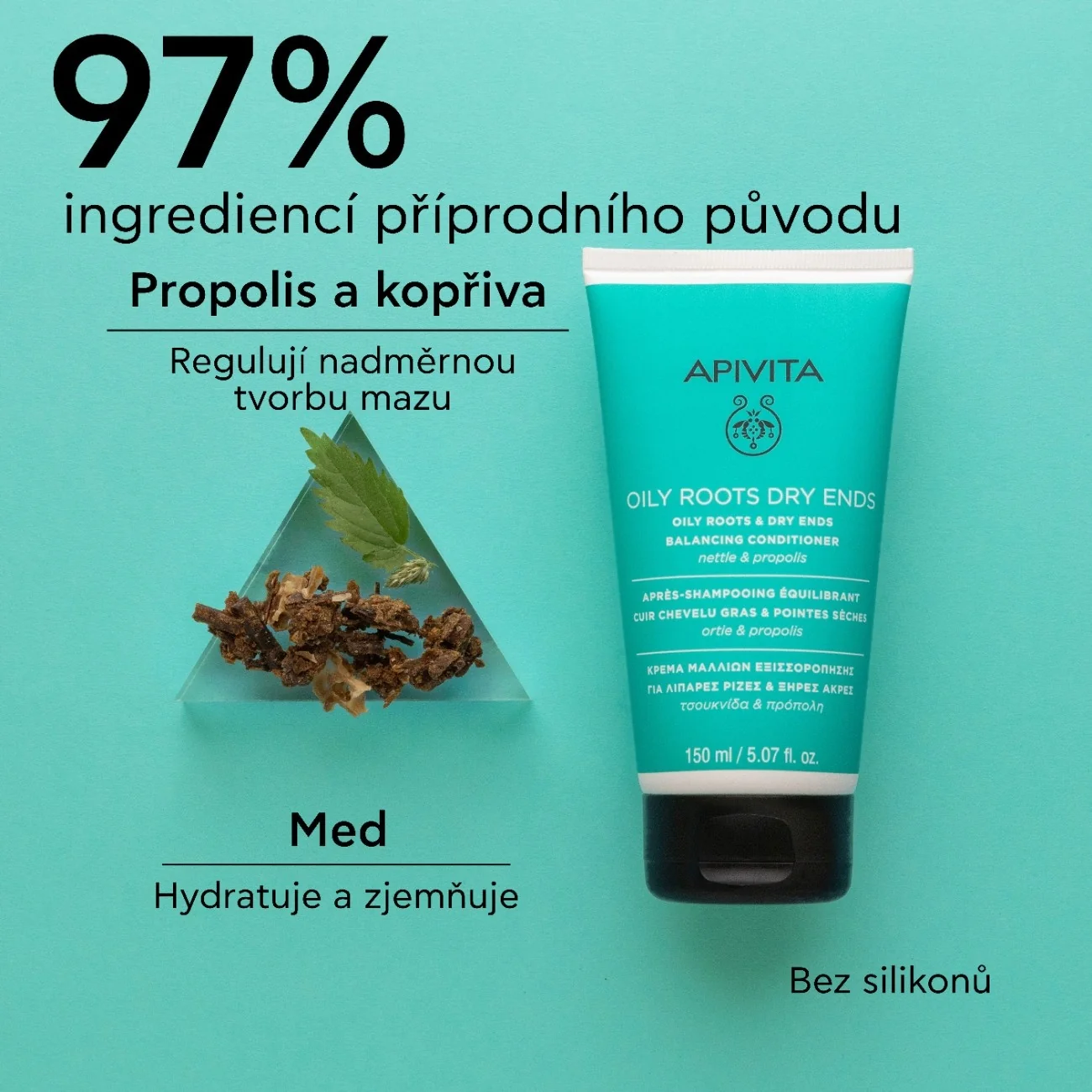 APIVITA Oily Roots Dry Ends kondicionér na mastné kořínky a suché konečky 150 ml