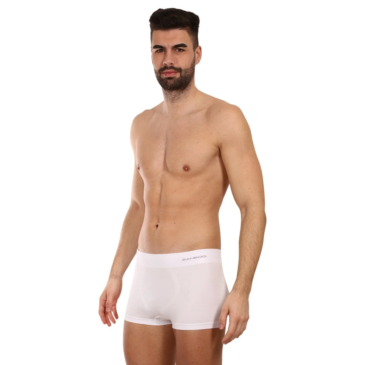 Gino Pánské boxerky bezešvé bambusové bílé (53005) S