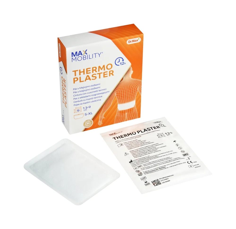 Dr. Max Thermoplaster Pás s hřejivými vložkami 4 vložky 13 x 9 cm