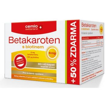 Cemio Betakaroten 6 mg s biotinem 80+40 kapslí 