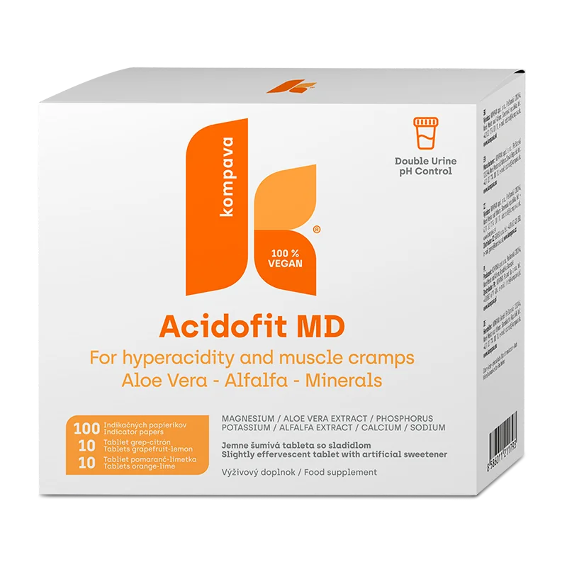 KOMPAVA AcidoFid MD MIX 20 tbl + 100 ks lakmusových papírků pro měření pH moči