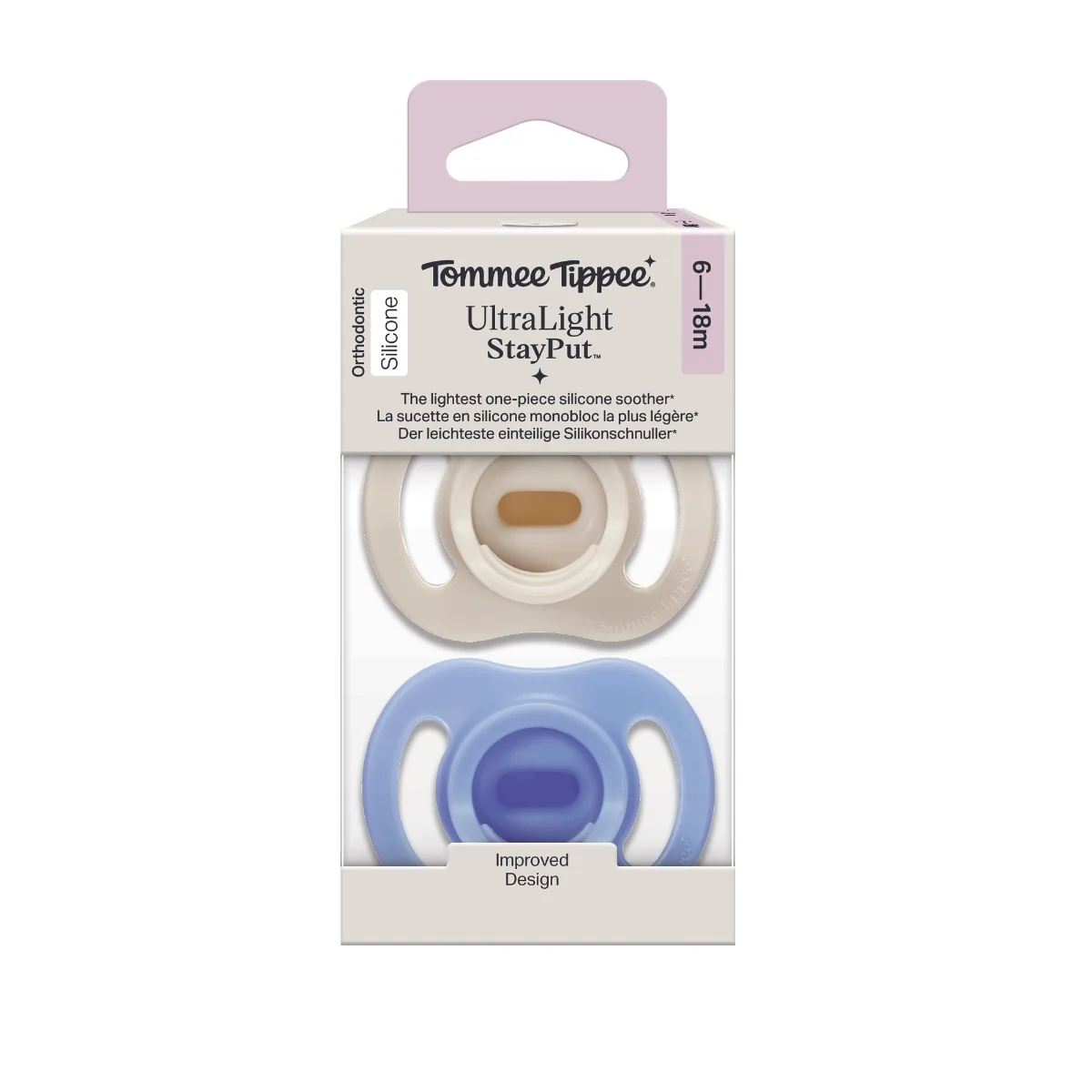 Tommee Tippee Ultra-light silikonový dudlík 6-18m, Boy 2 ks modrá