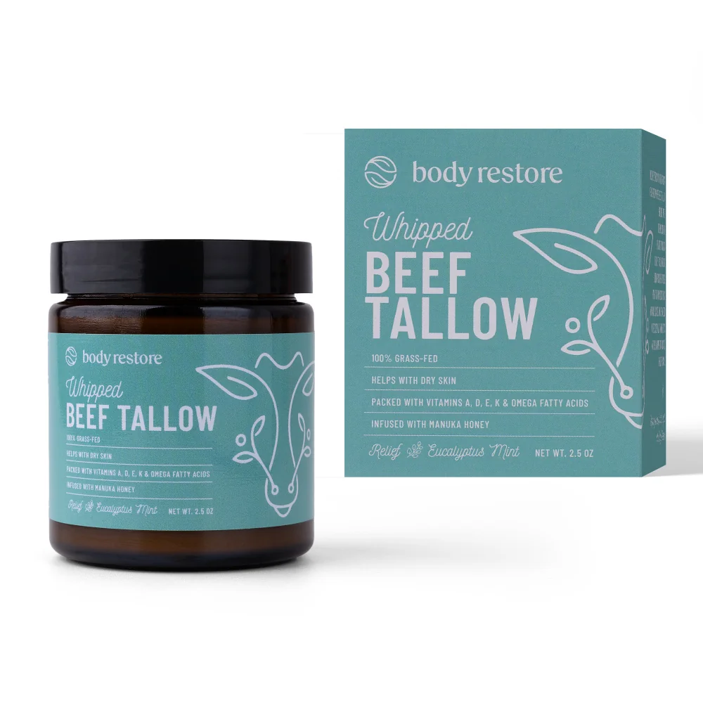Body Restore Našlehaný tělový krém z hovězího loje eukalyptus a máta 71 g
