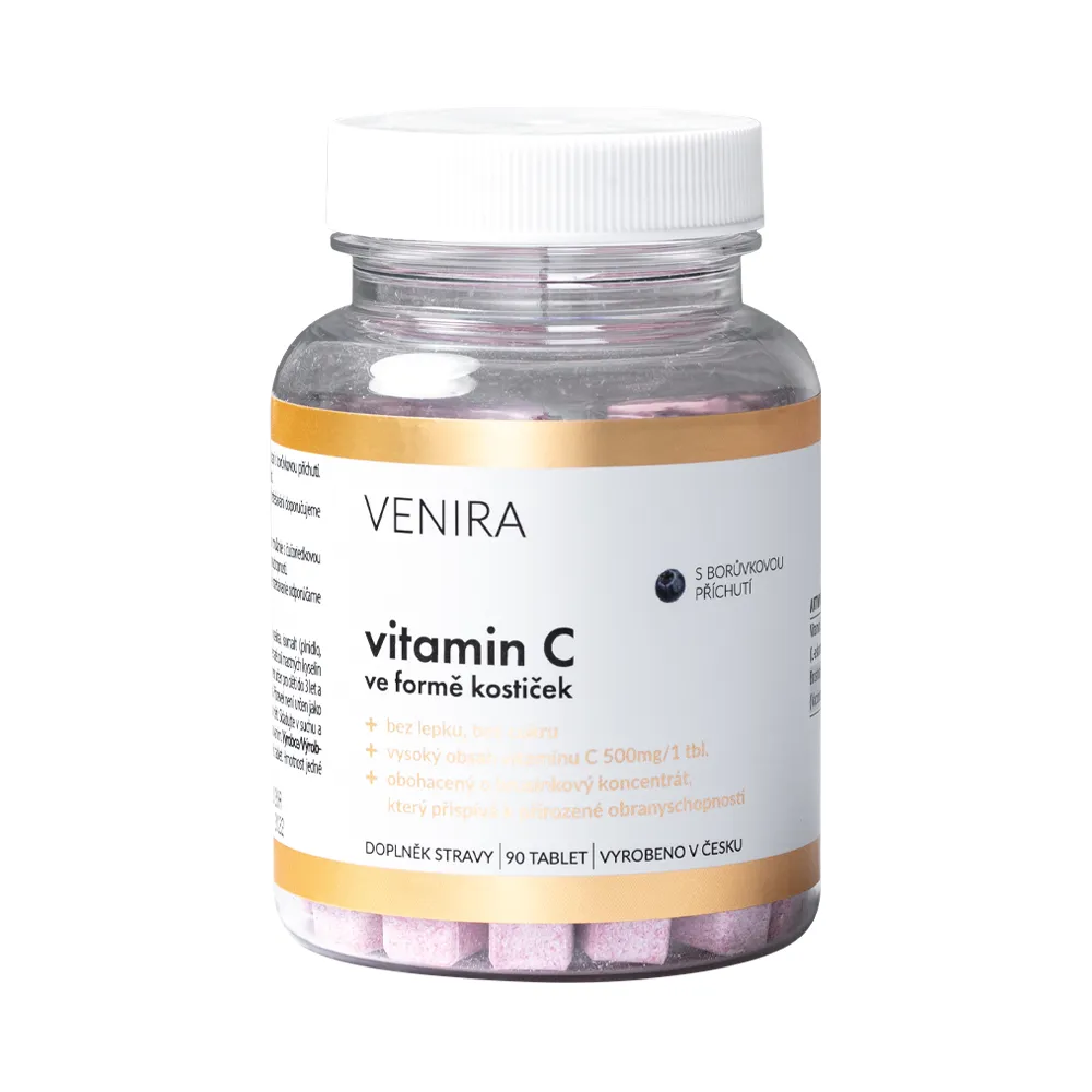 Venira Vitamin C ve formě kostiček borůvka 90 tablet