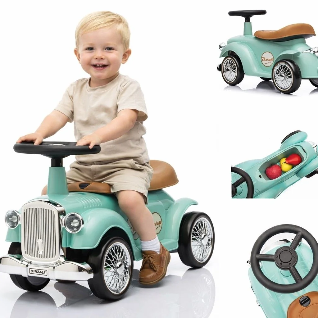 TULIMI Dětské odrážedlo Retro s úložným prostorem - mátové