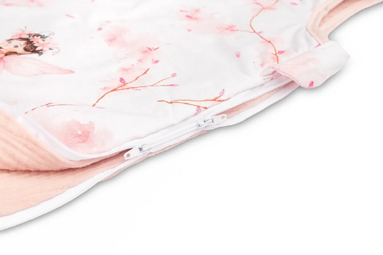 SENSILLO Spací vak, mušelín, bavlna, vel. S, 47x70cm - Víla Ema, růžová, bílá