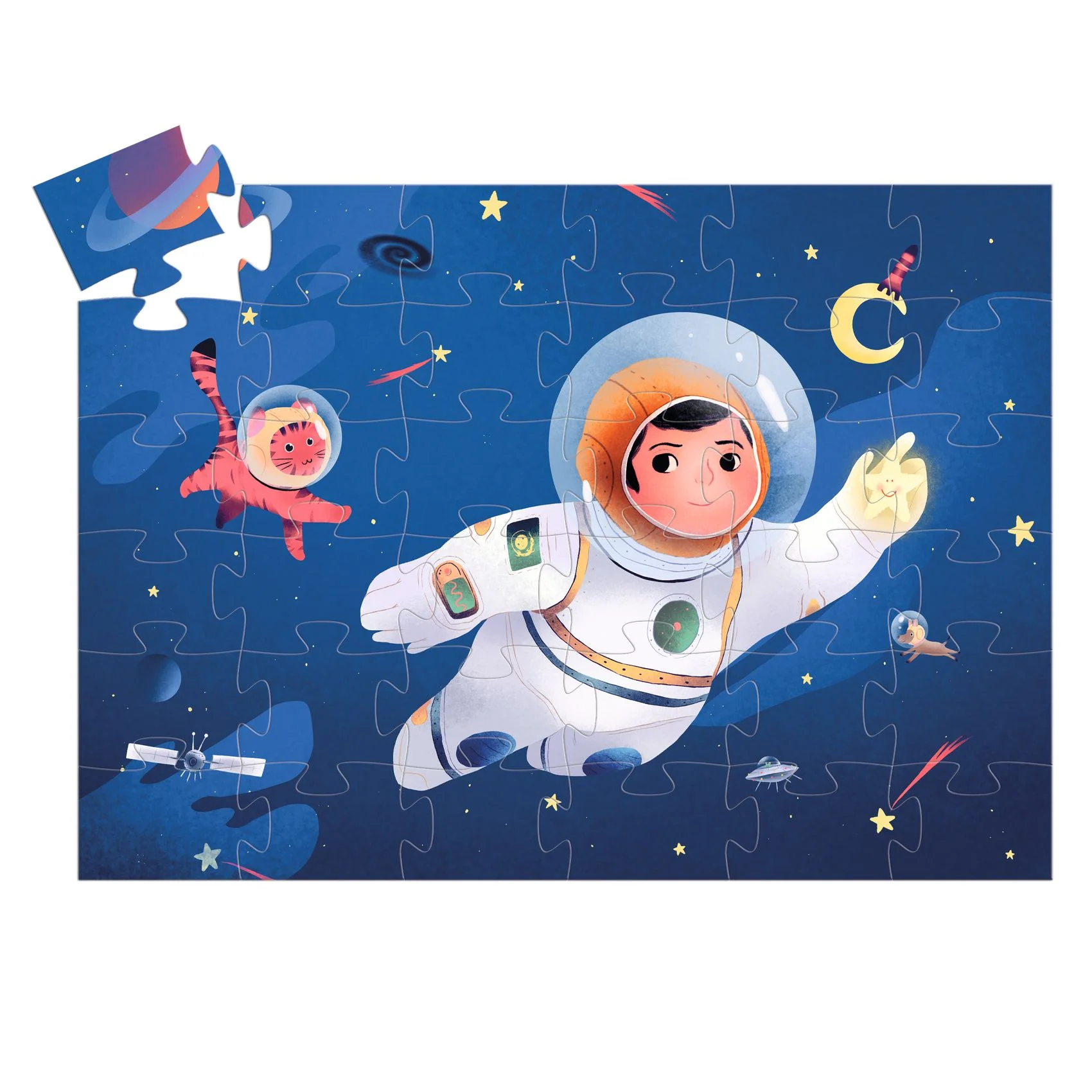 Djeco Puzzle v krabici - Astronaut na měsíci (36 dílků)
