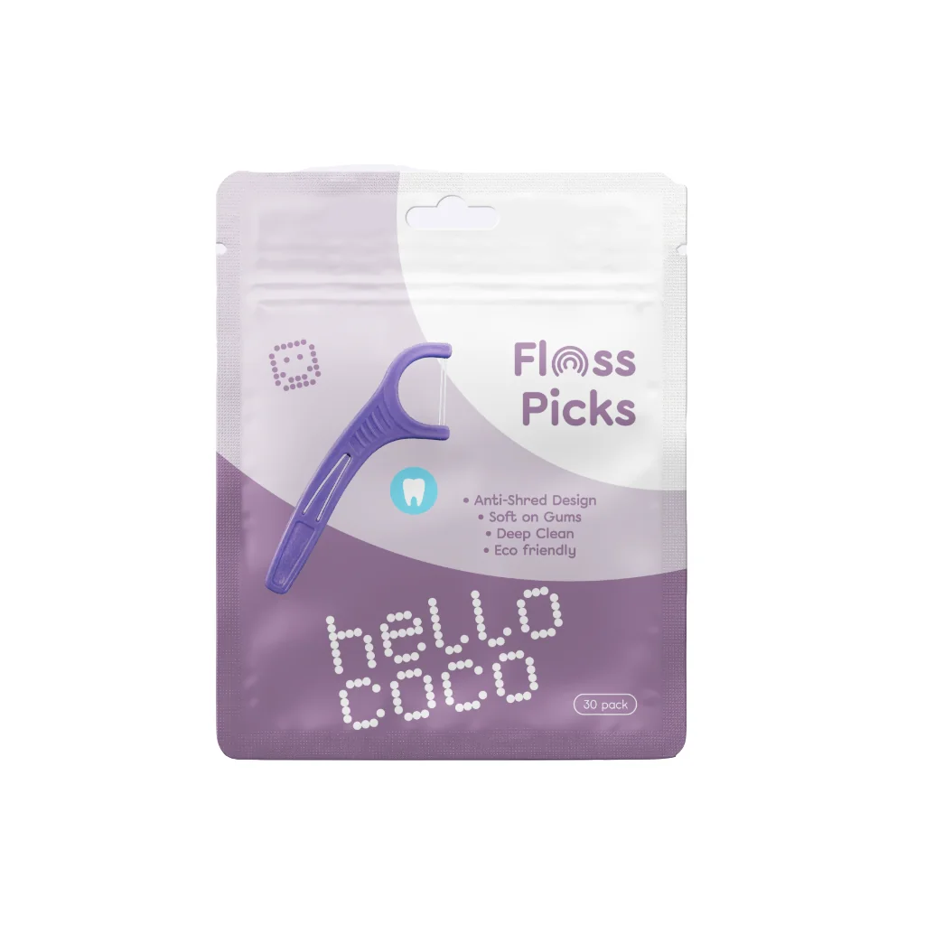 Hello Coco Floss Picks dentální párátka s nití 30 ks