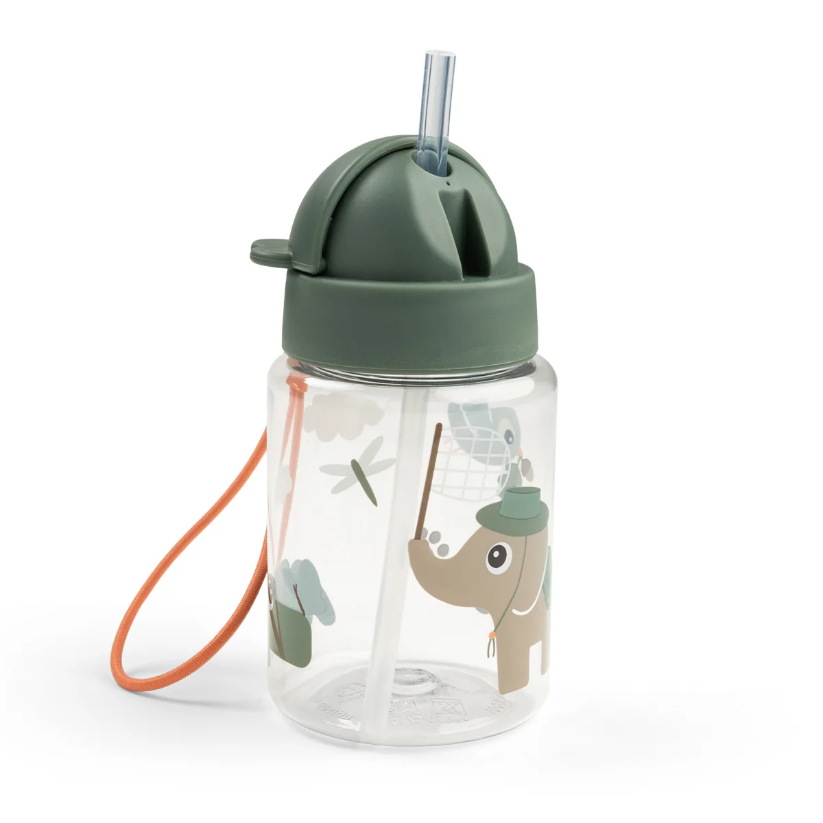 Done by Deer láhev s brčkem Tiny trails, zelená, 280 ml
