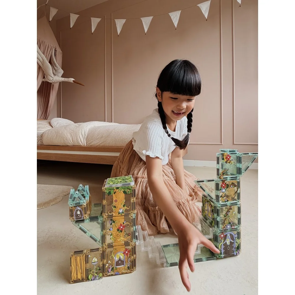 Cleverclixx Magnetická stavebnice Magic Forest Pack Pastel - 65 ks