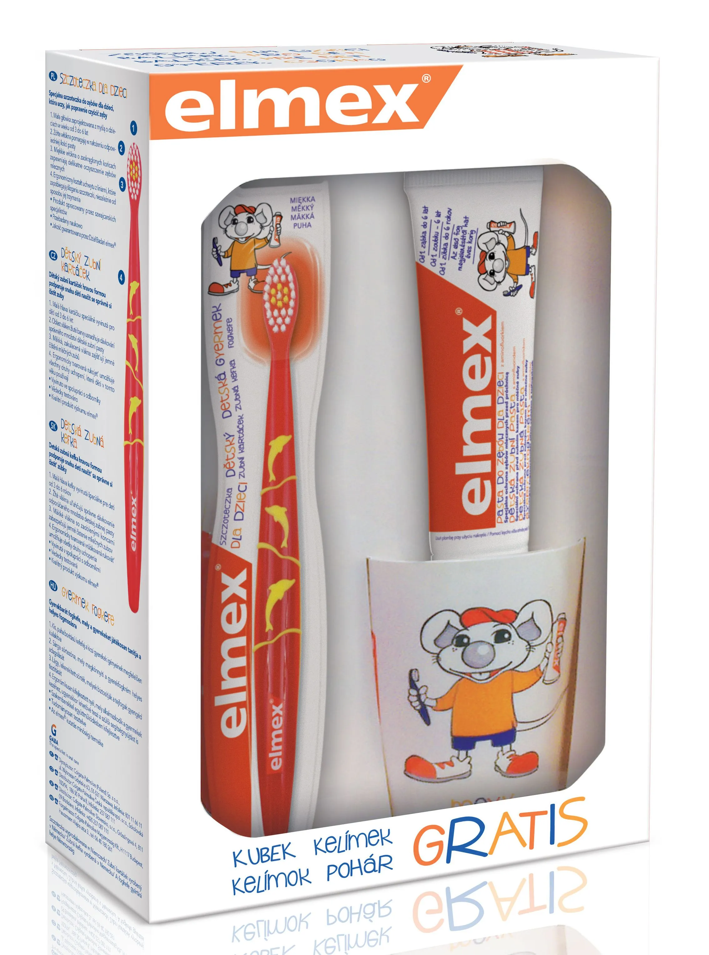 Elmex dětská zubní pasta + kartáček 3-6 let + kelímek