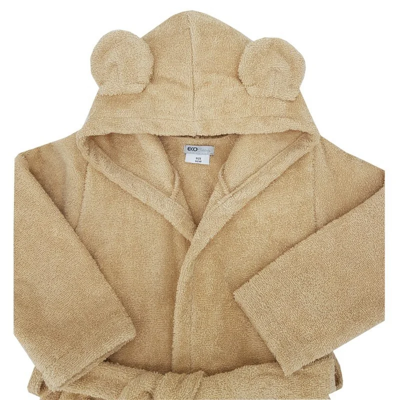 Eko Župan bavlněný s kapucí a oušky Beige vel. S 92-98
