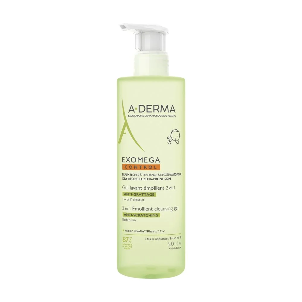 A-Derma Exomega Control zvláčňující mycí gel 2v1 pro suchou kůži se sklonem k atopii 500 ml