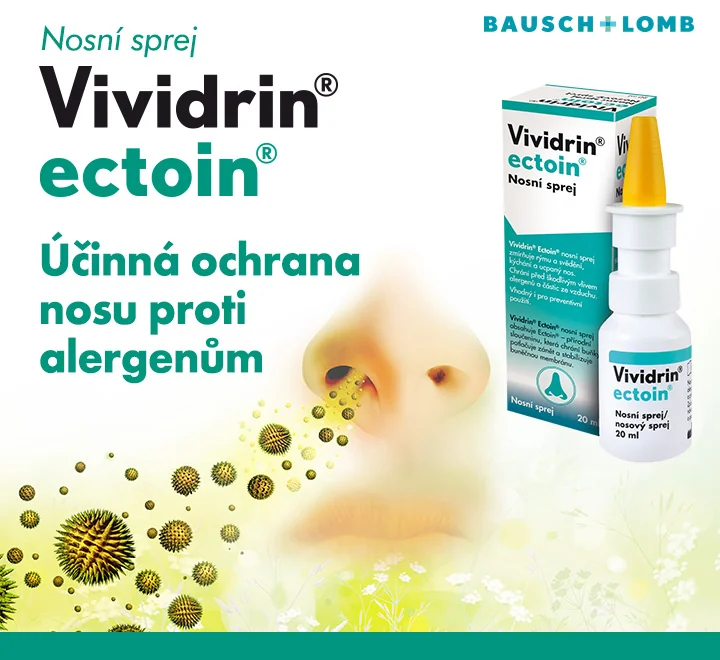 Vividrin ectoin nosní sprej 20 ml. Účinná ochrana nosu proti alergenům. Vividrin ectoin nosní sprej 20 ml. Účinná ochrana nosu proti alergenům.
