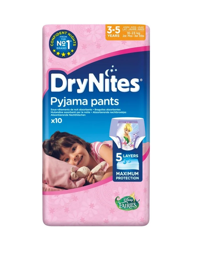 Huggies DryNites Girl 3-5 roků plenkové kalhotky 10 ks