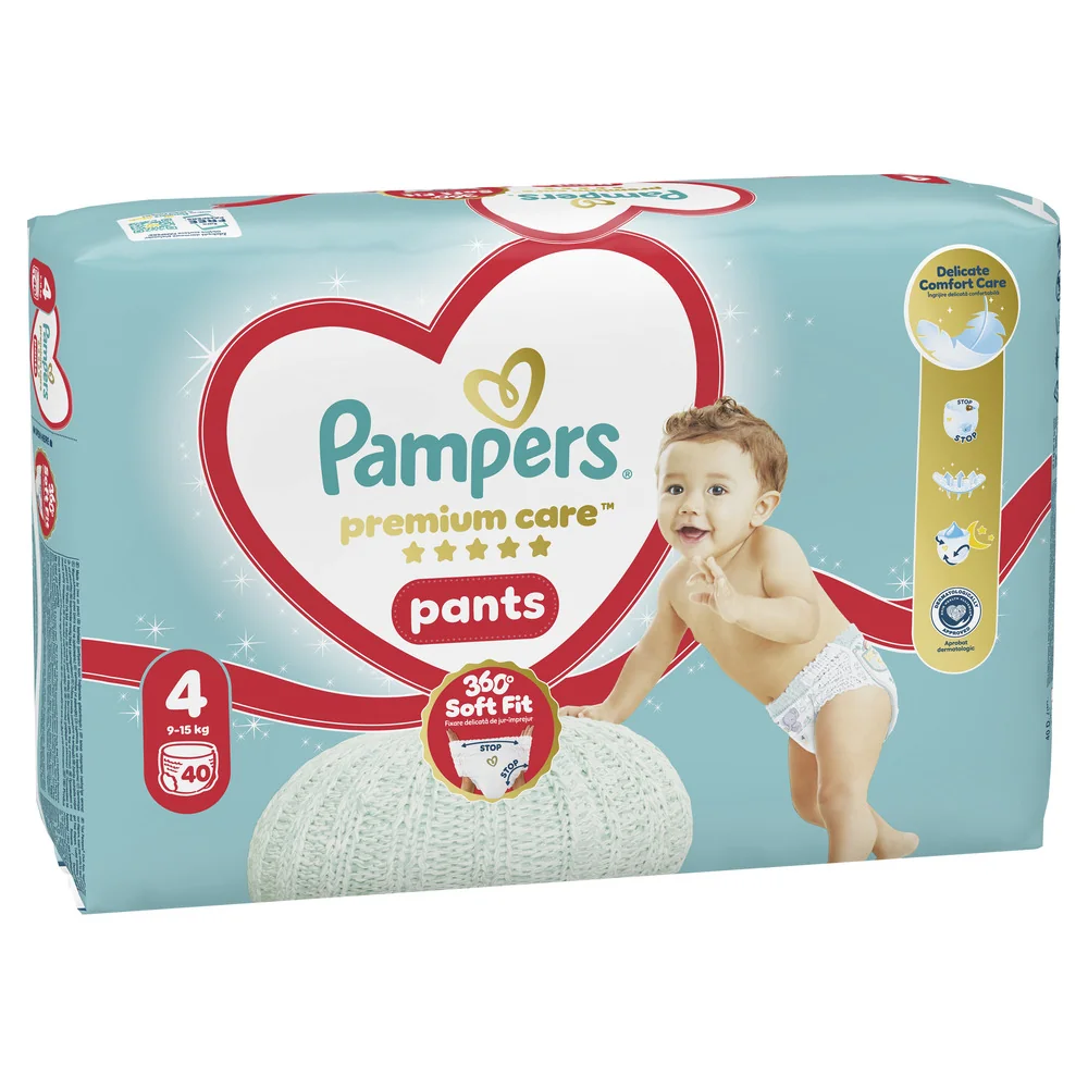 Pampers Premium Care Pants vel. 4 9–15 kg plenkové kalhotky 40 ks