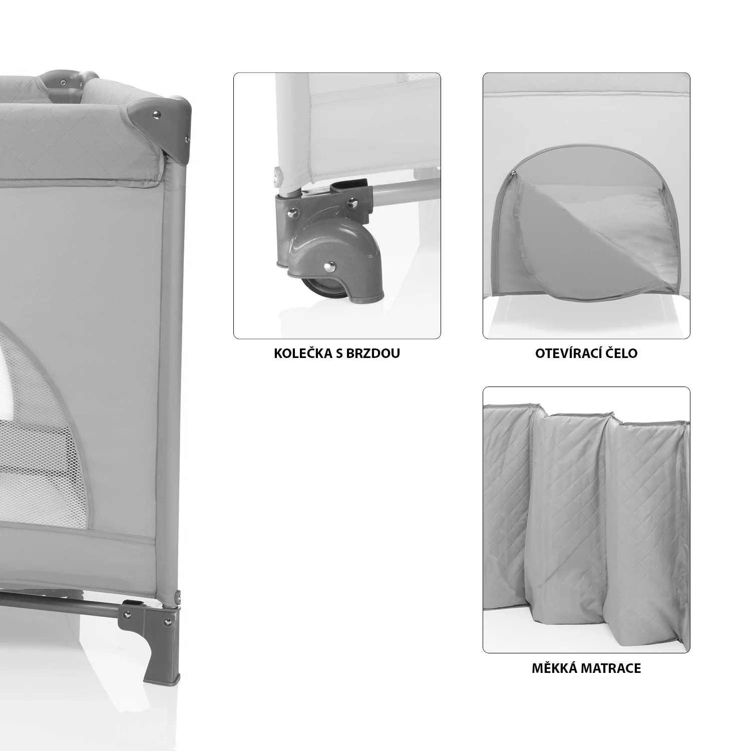 Zopa Postýlka skládací Lely, Antracit Grey 1