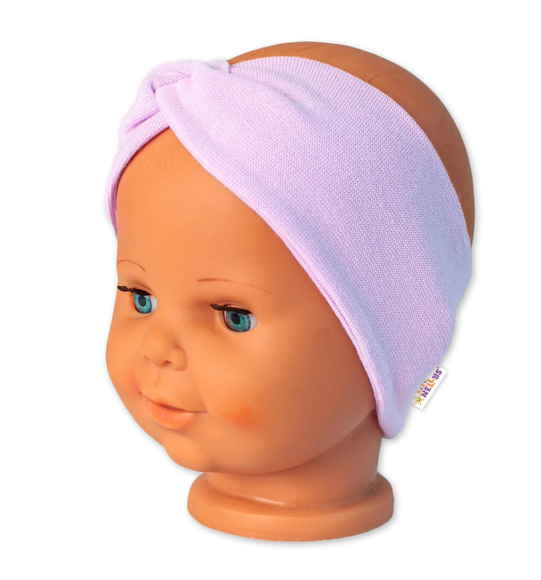 Baby Nellys Bavlněná čelenka dvouvrstvá, lila vel. 6-9 měsíců