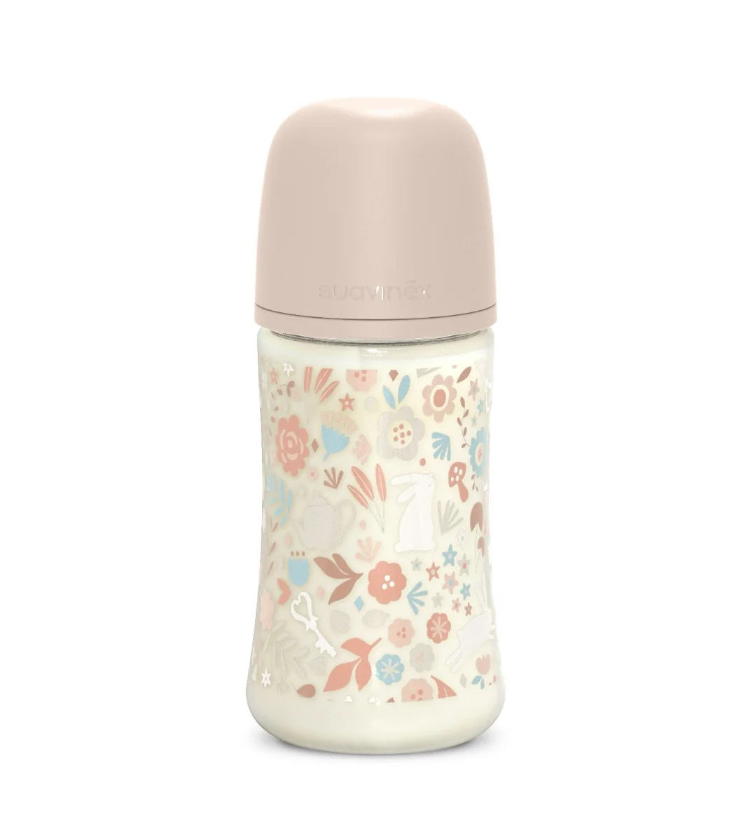 Suavinex Wonderland Kojenecká láhev průtok M 3m+ 270 ml 1 ks liberty růžová
