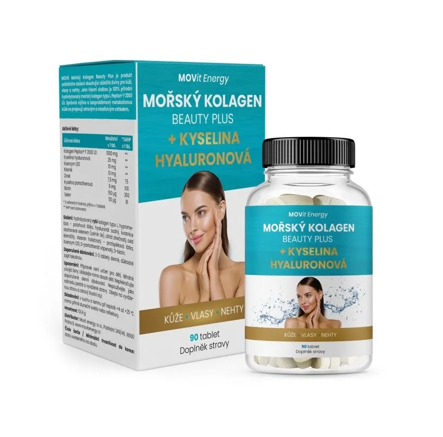 MOVit Energy Mořský Kolagen Beauty Plus + Kyselina hyaluronová 90 tablet