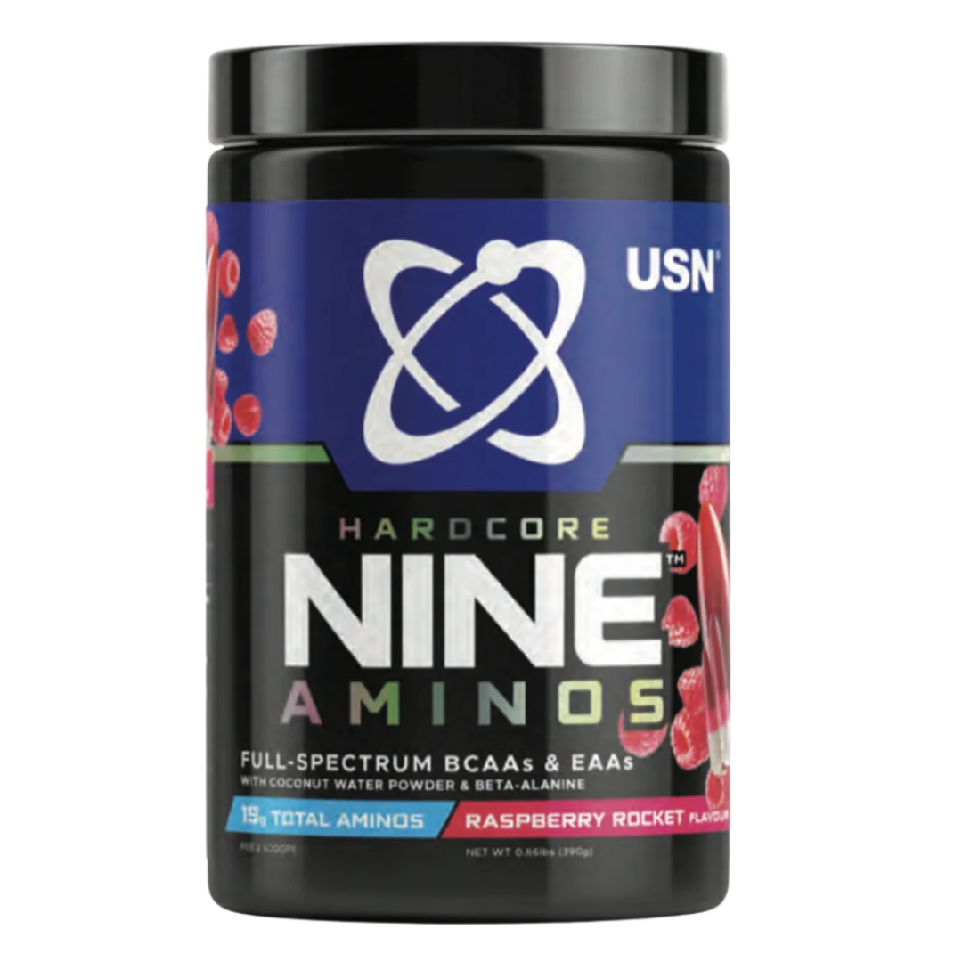 USN HardCore Nine Aminos 390g - malinová raketa